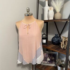RAMY BROOK Blush Pink/Gray Pleated Tank Top Women’s Size LRG